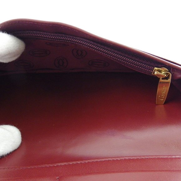 Cartier long wallet Mastrin Bordeaux Leather Authentic USED - Picture 9 of 10